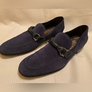 Salvatore Ferragamo Blue Suede Loafters